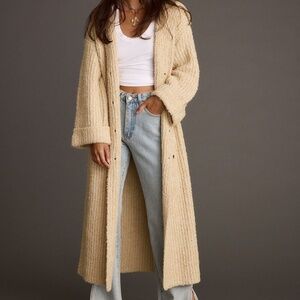 12th Tribe Cassia Cream Knit Long Cardigan Coat Size S/MS/M